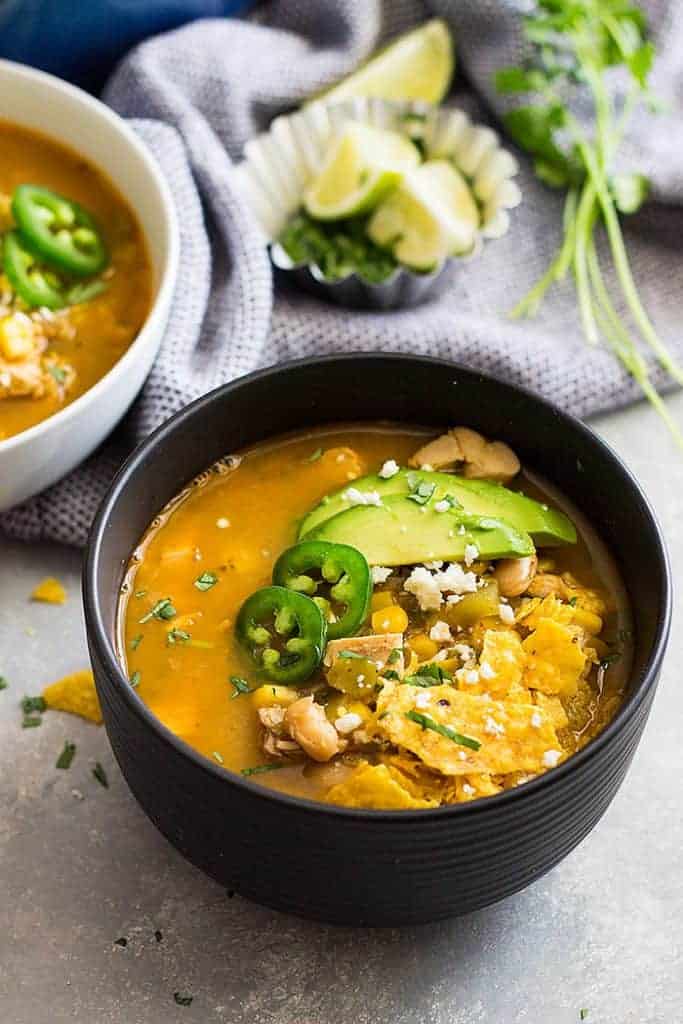 This easy 30 minute white chicken chili is a great way to use leftover rotisserie chicken. It's hearty and delicious, and perfect for any night of the week.