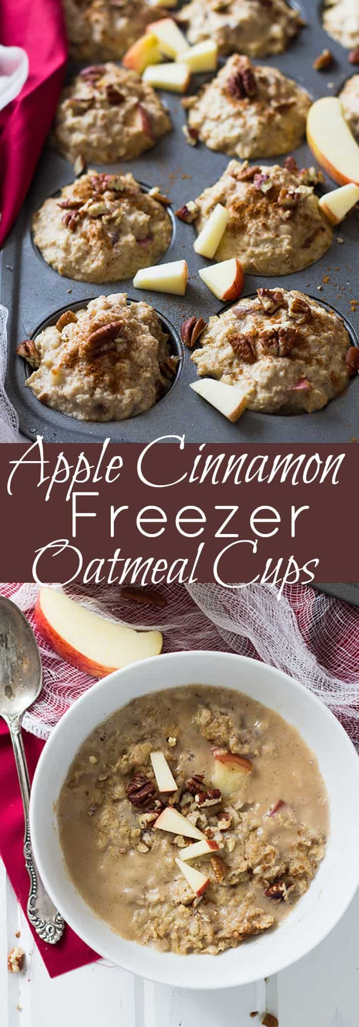 These Apple Cinnamon Freezer Oatmeal Cups are a warm and hearty breakfast made in just a few minutes!! | www.countrysidecravings.com