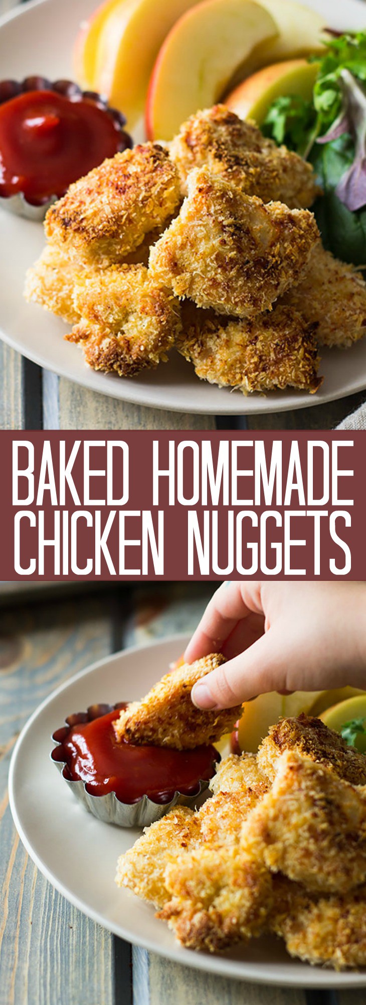 These Baked Homemade Chicken Nuggets are way better than the store bought and you can pronounce everything on these golden nuggets! | www.countrysidecravings.com