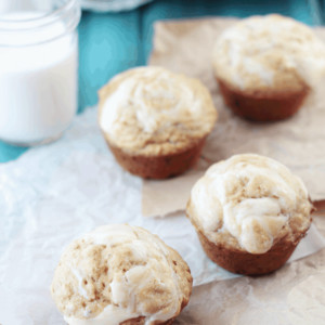 Banana Muffins with Cream Cheese Swirl