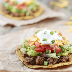 These Beefy Bean Tostadas are an easy weeknight meal in under 30 minutes! | Countryside Cravings