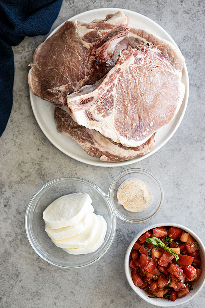 Ingredients to make bruschetta pork chops.