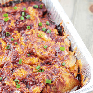 These Cheddar Bacon Potatoes are and easy side dish with smokey bacon and bbq flavor. | Countryside Cravings