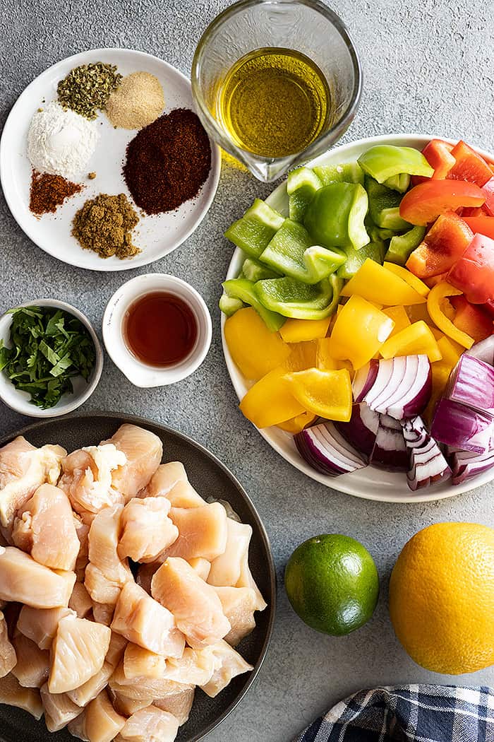 Super fresh ingredients to make the best tasting chicken skewers. 