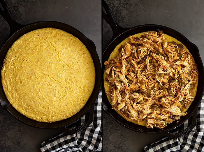Starting to assemble the tamale pie.