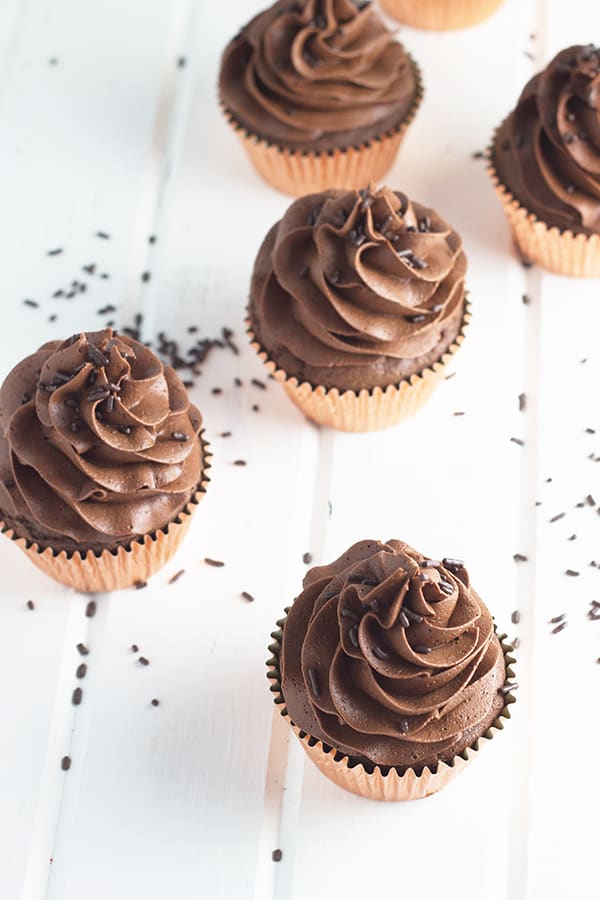 Chocolate Cupcakes with Chocolate Buttercream- this is a simple and straight forward recipe for moist chocolate cupcakes and fluffy chocolate buttercream. | countrysidecravings.com