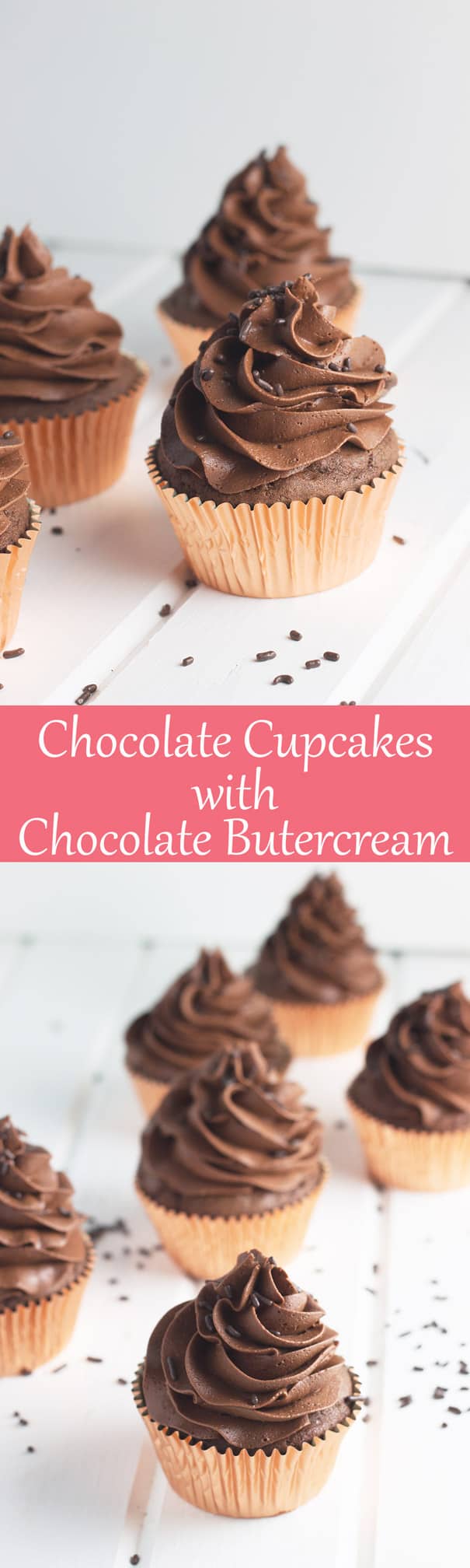 Chocolate Cupcakes with Chocolate Buttercream- this is a simple and straight forward recipe for moist chocolate cupcakes and fluffy chocolate buttercream. | countrysidecravings.com