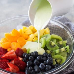 This Creamy Key Lime Fruit Salad is a great summertime salad to take to all of your BBQ's. It's quick and easy to make, healthy and refreshing.