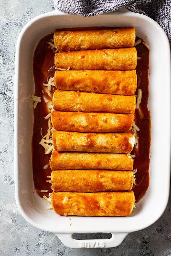 easy cheese enchiladas in a baking dish