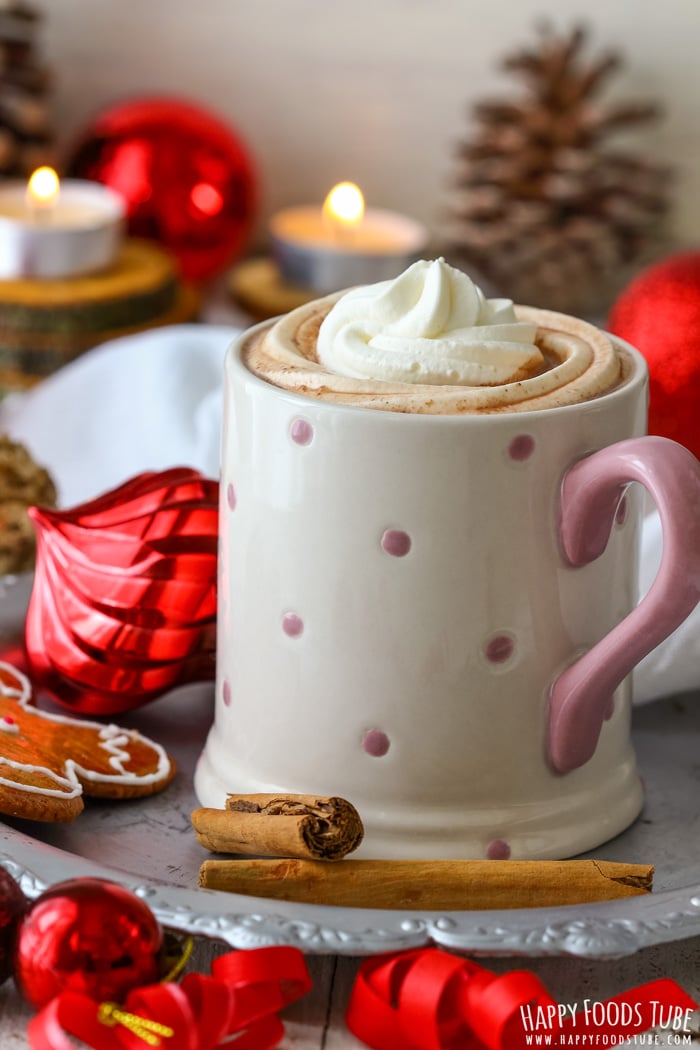 Homemade gingerbread hot chocolate is the perfect Christmas drink! This gingerbread spice infused hot chocolate warms you up & gets you into the festive mood!