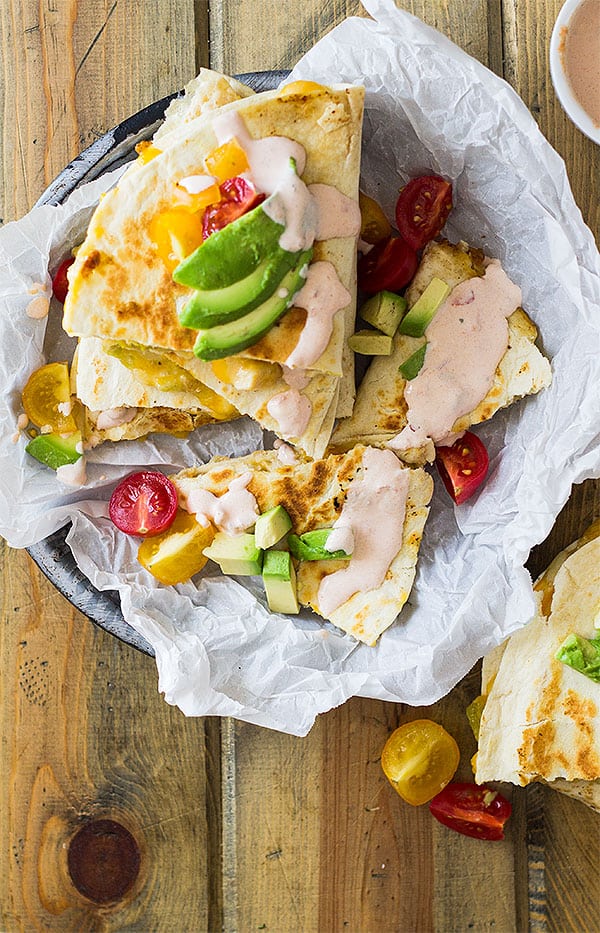 Use leftover turkey (or chicken) to make these Green Chile Turkey Quesadillas. Filled with gooey cheese, zesty green chilies and toasted in a crispy tortilla! | www.countrysidecravings.com