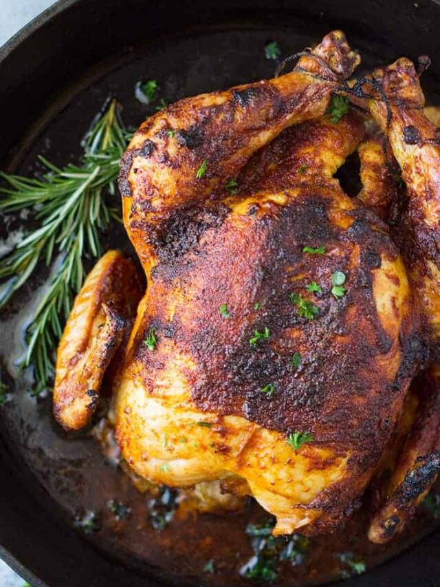 This Homemade Oven Roasted Rotisserie Chicken is super easy to make, tastes better than the store bought, and can be used for so many other recipes!!