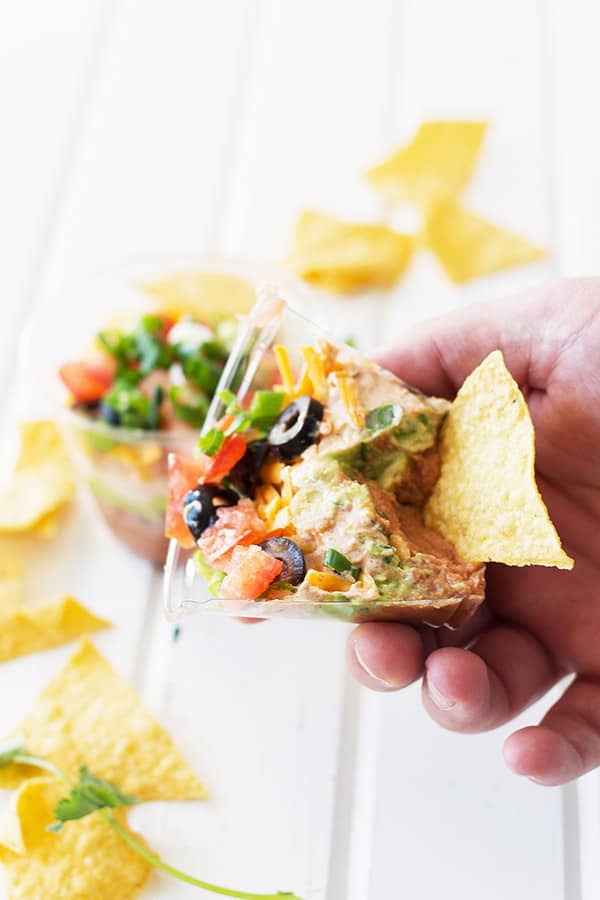 Individual Seven Layer Cups -no more double dippers, everyone can have their own cup with dip! | countrysidecravings.com