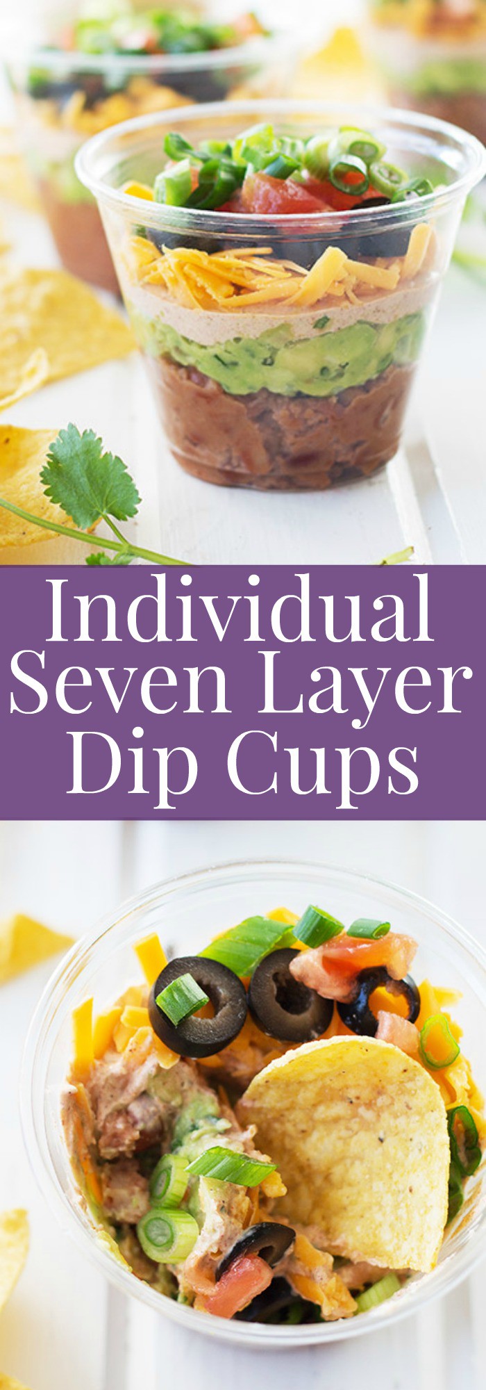 Individual Seven Layer Cups -no more double dippers, everyone can have their own cup with dip! | countrysidecravings.com