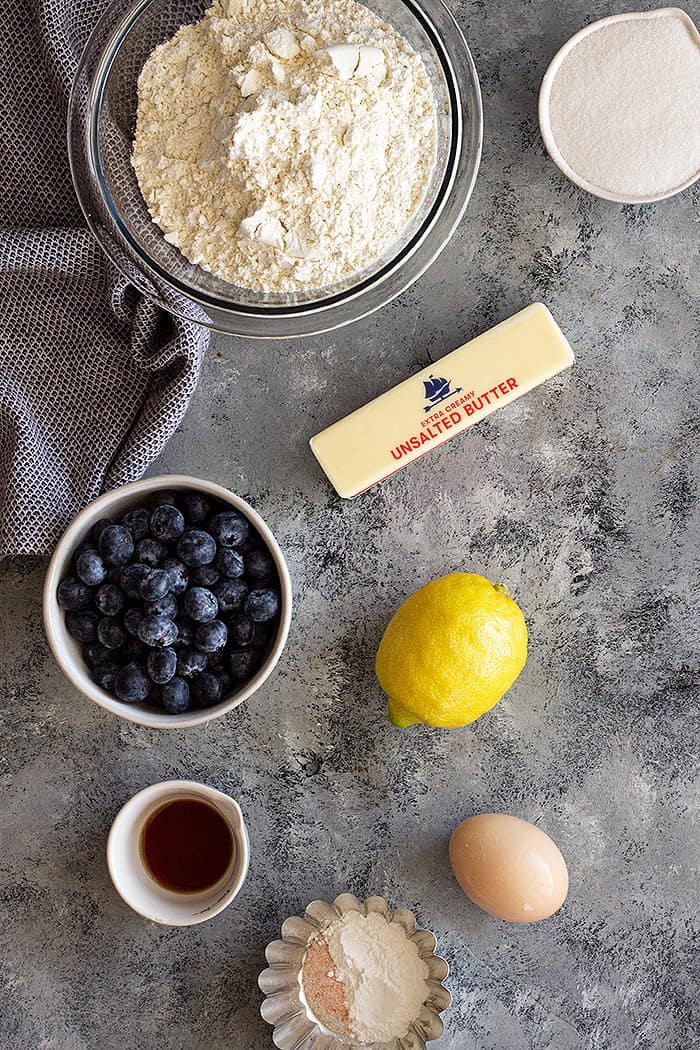 Top down view of ingredients for the scones.