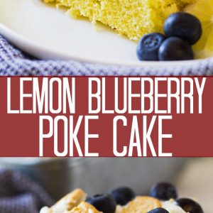 Pinterest graphic for lemon blueberry poke cake