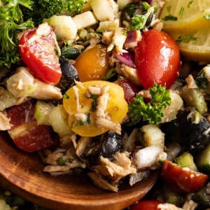 Close up of Mediterranean tuna salad.