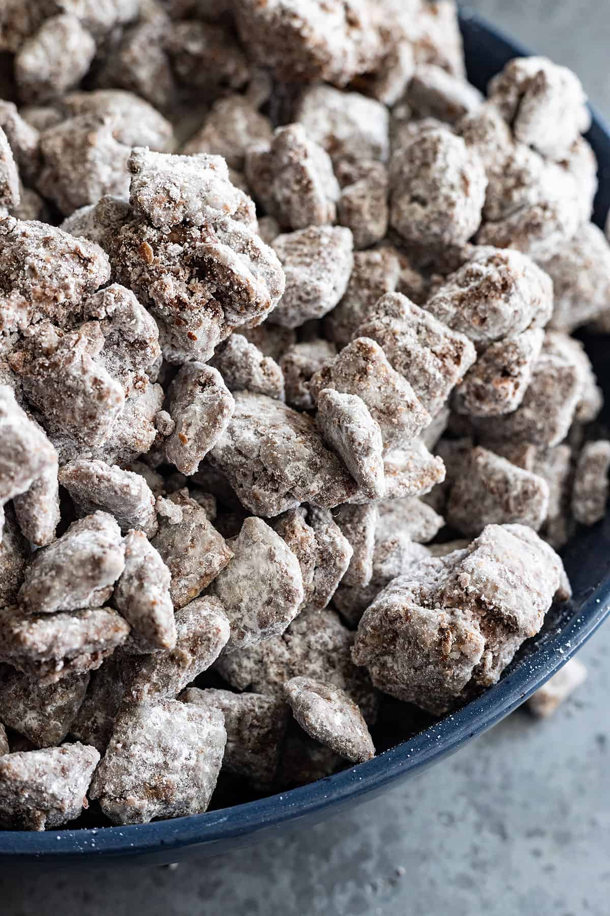 Close up of muddy buddies.