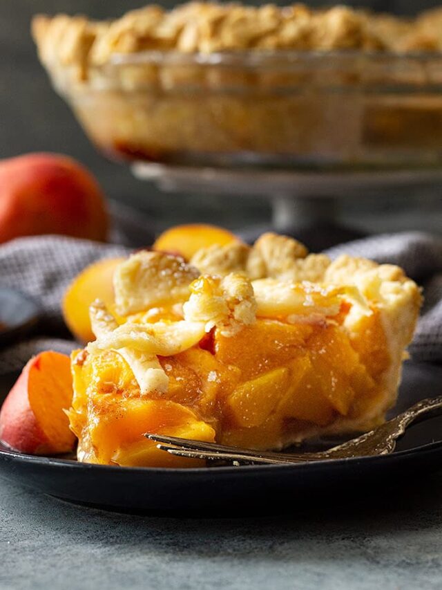 Slice of peach pie.