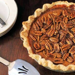 Pumpkin Pie with Candied Pecans