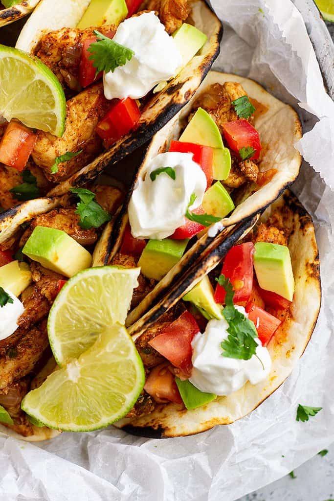 Spicy Chicken Tacos -a great clean eating chicken taco recipe! Filled with everyday simple ingredients to please the whole family!