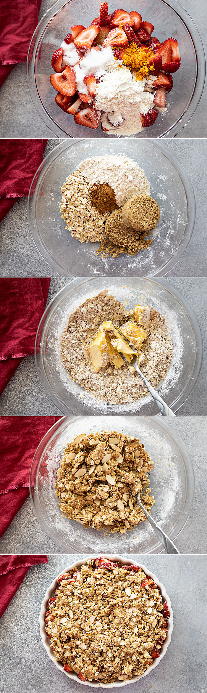 Five pictures showing how easy it is to make this crisp.