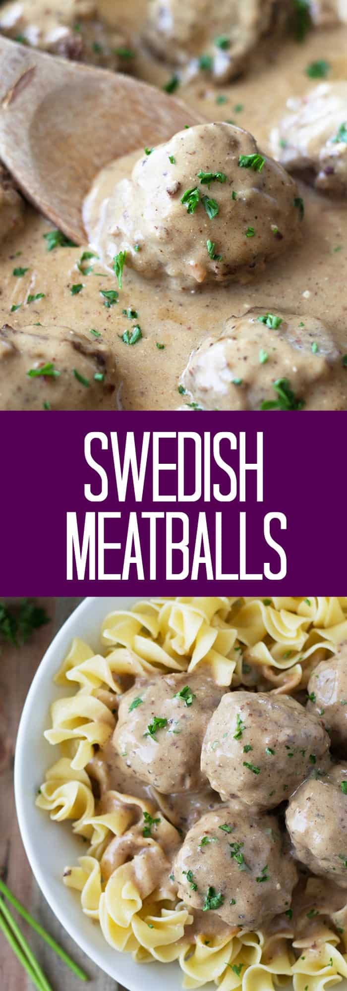 Swedish Meatballs- made with a combination of pork and beef then simmered in a creamy brown gravy. | countrysidecravings.com