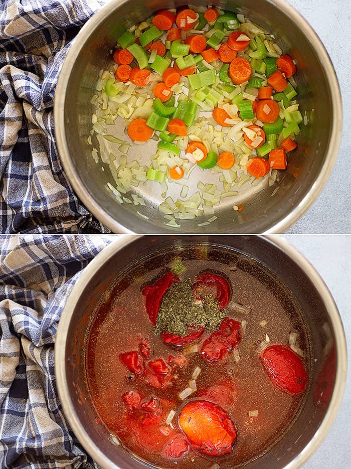 Two pictures showing the cooking process.