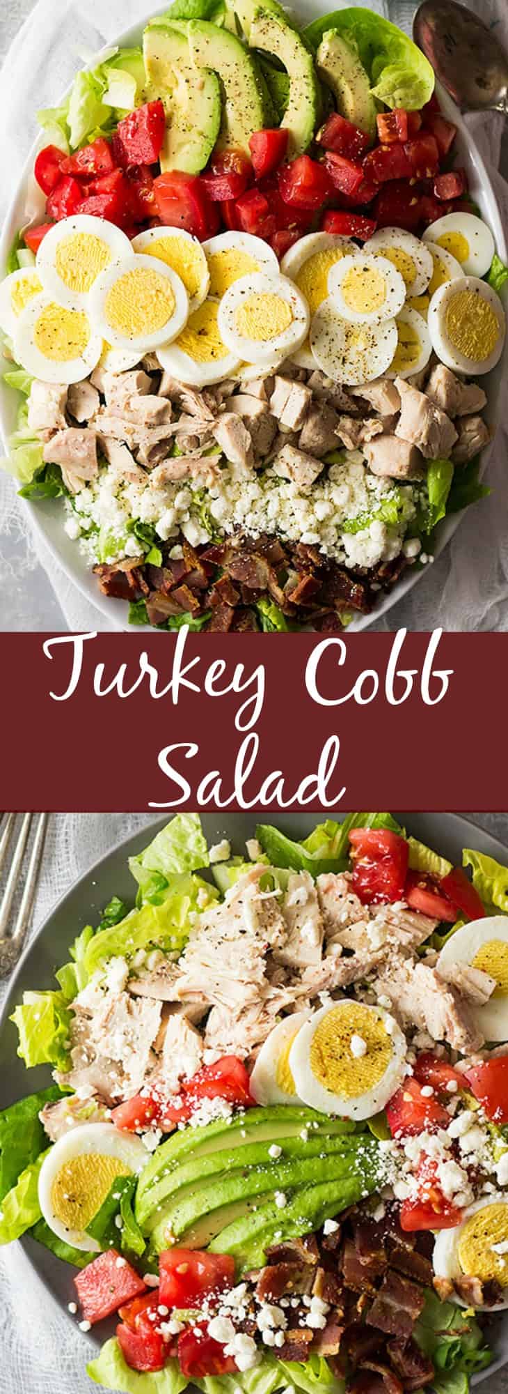 This Turkey Cobb Salad is a great main dish salad to use up some leftover turkey (or you can use chicken too)! It's healthy, full of flavor and will leave you begging for more! | www.countrysidecravings.com