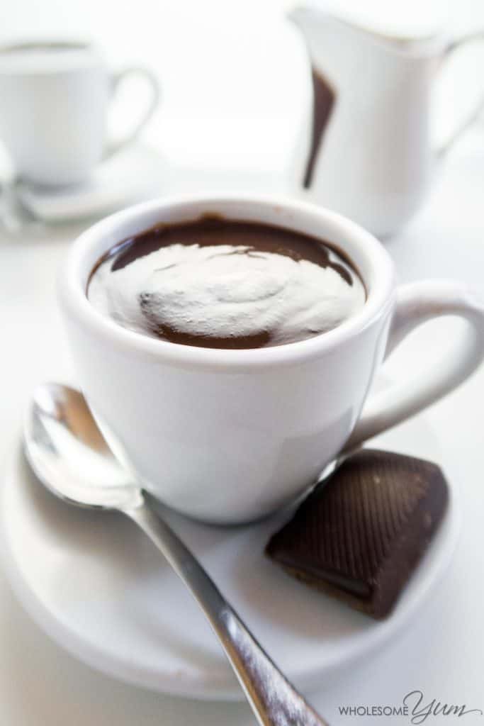 This 5-ingredient recipe is more than just low carb hot chocolate; it’s thick, decadent sipping chocolate. But it’s still sugar-free, gluten-free & low carb.